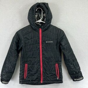 Columbia Kids Omni-Heat Thermal Comfort Puffer Jacket Girls 7/8 Black & Pink